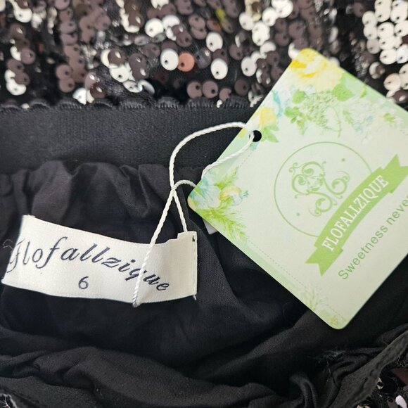 Girls Black Sequin Lined Skirt With Scalloped Waistband Size 6 Dance Dress Up - Picture 6 of 7